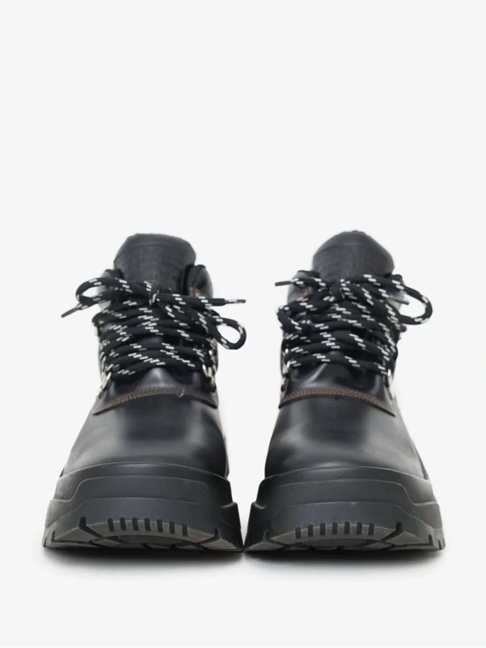Maison Margiela Black Lug Sole Leather Hiking Boots Size 37